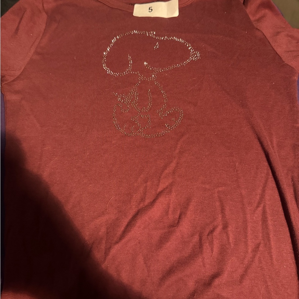 Kids Burgundy Snoopy Graphic Tee